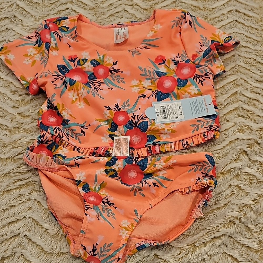 Target Floral Swimsuit for Kids - Peach and Blue